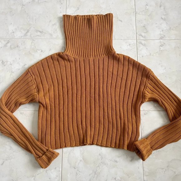 NEW Forever 21 Rib Knit Turtleneck Burnt Orange Cropped Sweater Women Medium (M) - Picture 1 of 4